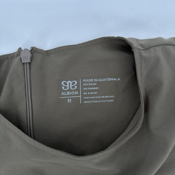 Albion Fit Going Places Drawstring Dress Women Sz M Tan Cap Sleeve Pockets Nylon - Picture 4 of 10